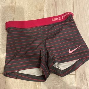 Nike pro shorts pink and grey